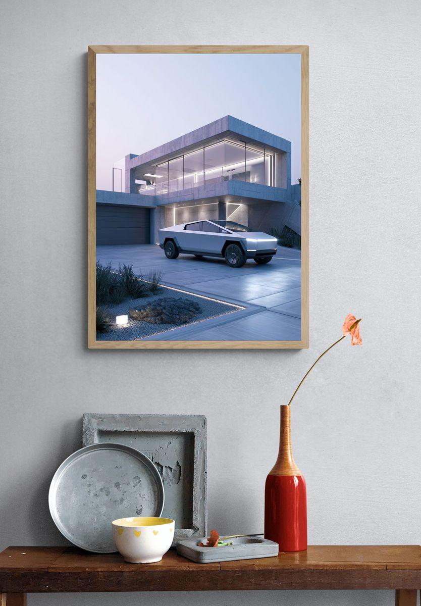Cybertruck Modern Architecture Poster. — room view 3