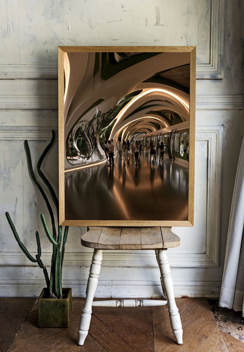 Futuristic Transit Tunnel Architecture Poster. room preview