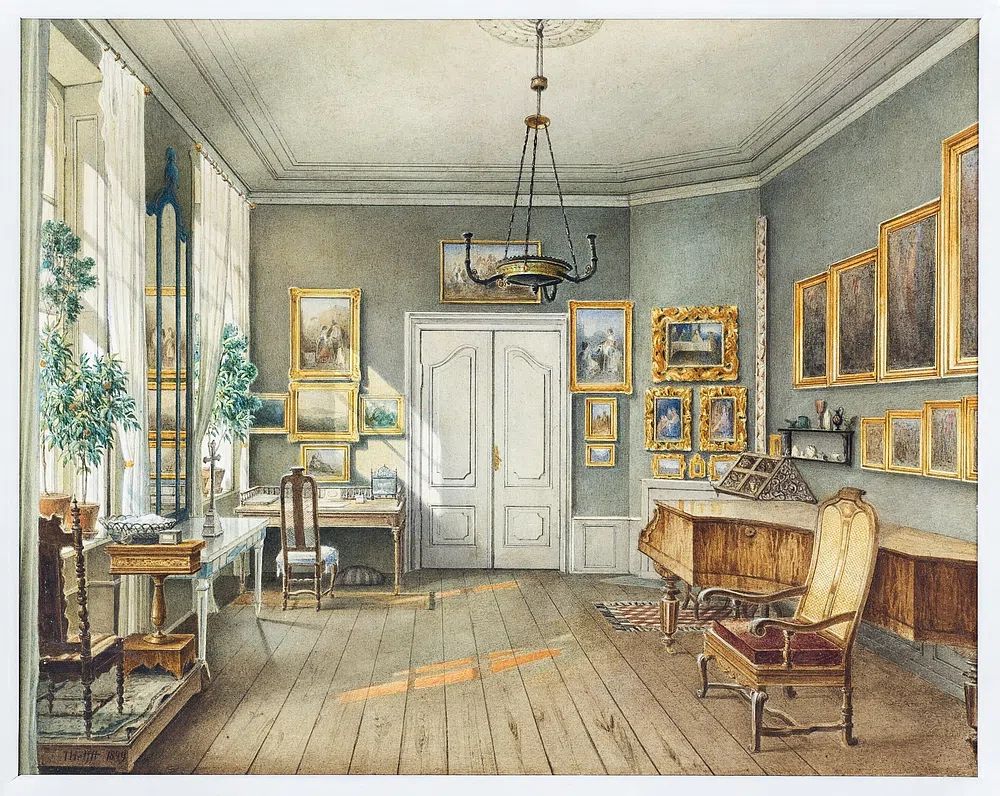 The Music Room of Fanny Hensel (née Mendelssohn) (1849), vintage interior. poster — architecture art