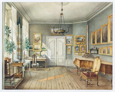 The Music Room of Fanny Hensel (née Mendelssohn) (1849), vintage interior.