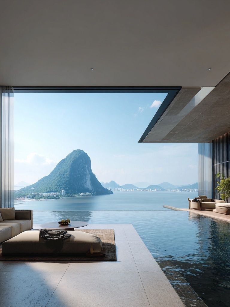 Luxury Infinity Pool Seascape Print. poster detail