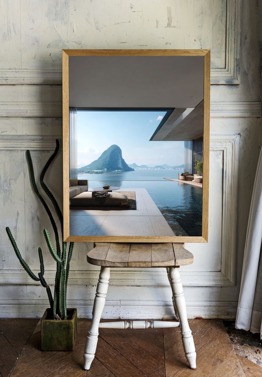 Luxury Infinity Pool Seascape Print. room preview