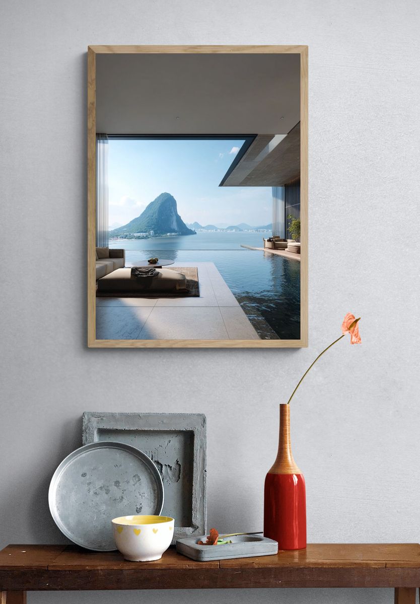 Luxury Infinity Pool Seascape Print. — room view 3