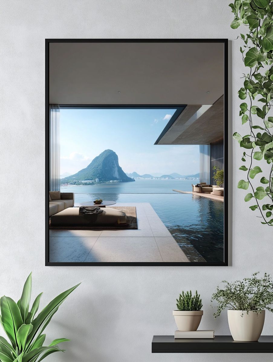 Luxury Infinity Pool Seascape Print. — room view 4