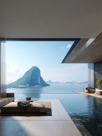 Luxury Infinity Pool Seascape Print.