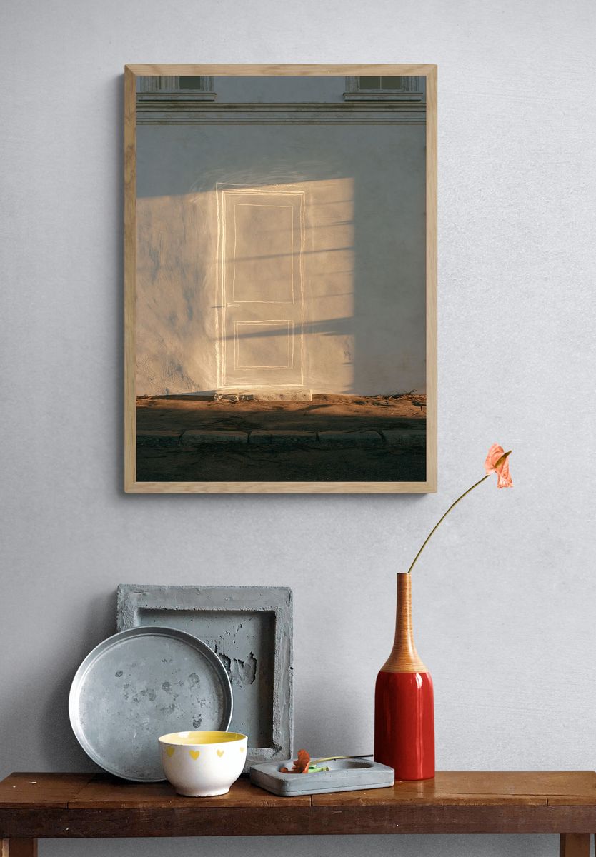 Sunlit Doorway Wall Poster. — room view 3