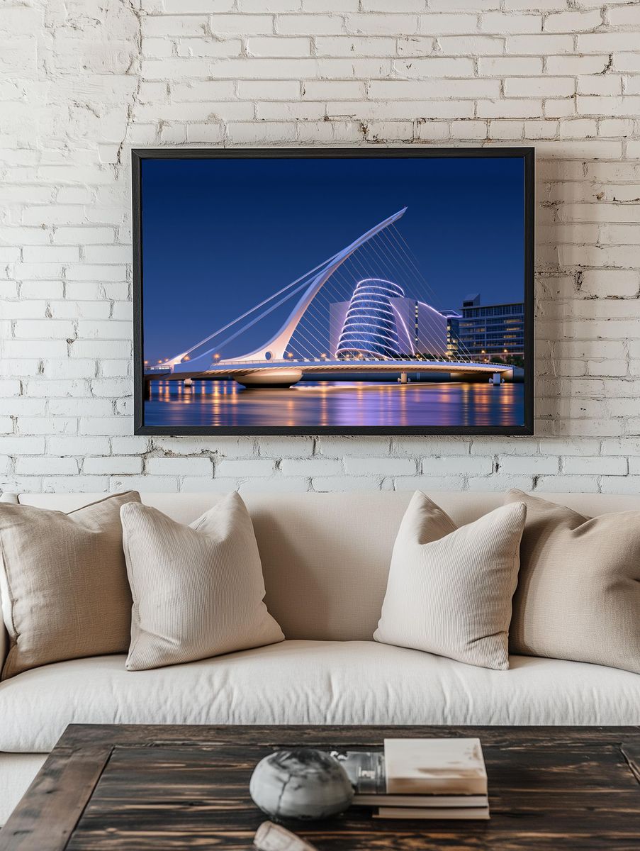 Illuminated Modern Bridge Architecture Print. room preview
