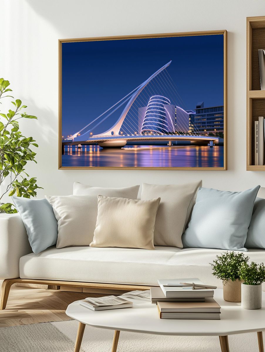 Illuminated Modern Bridge Architecture Print. — room view 2