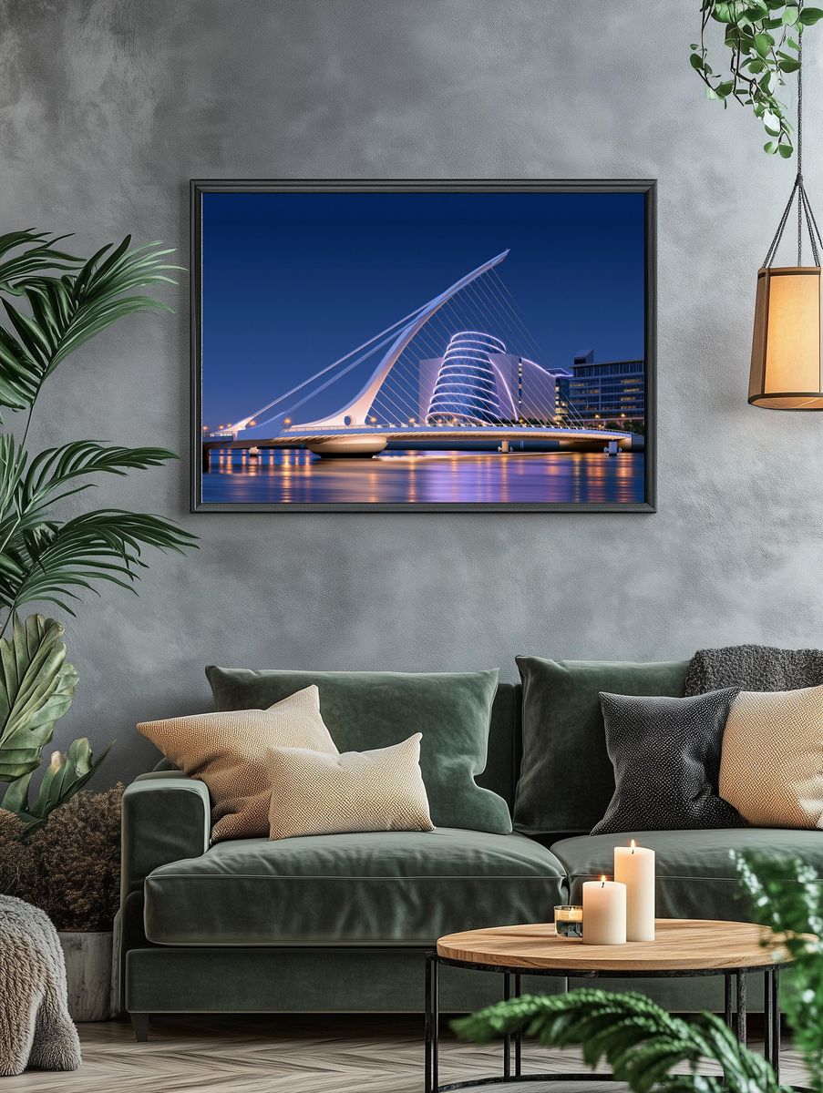 Illuminated Modern Bridge Architecture Print. — room view 4