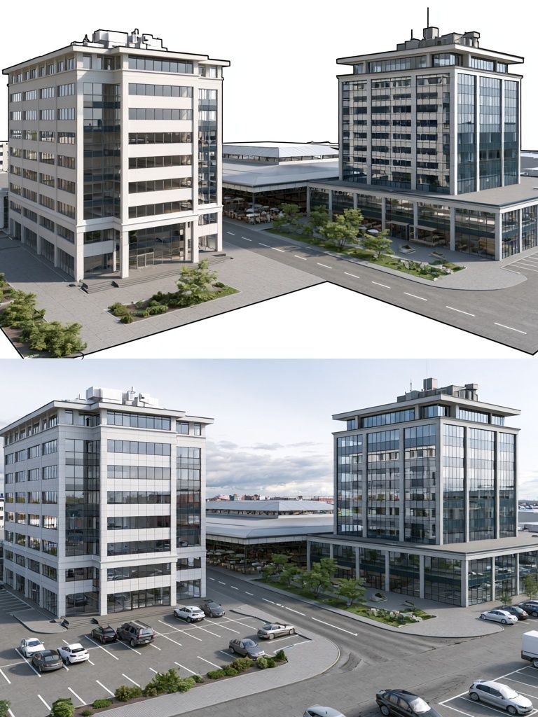 Modern Office Complex Architecture Print. poster — architecture art