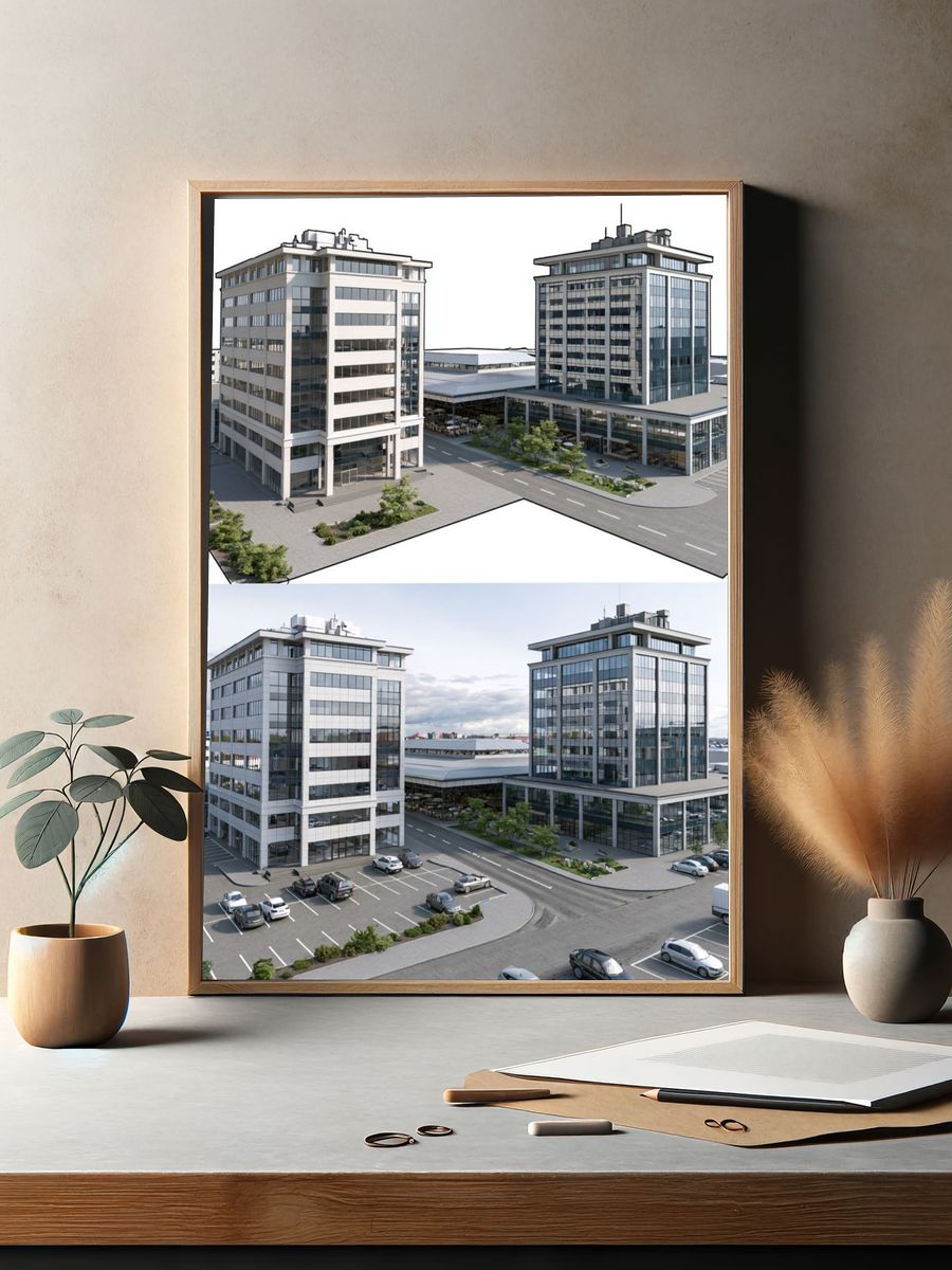 Modern Office Complex Architecture Print. — room view 2