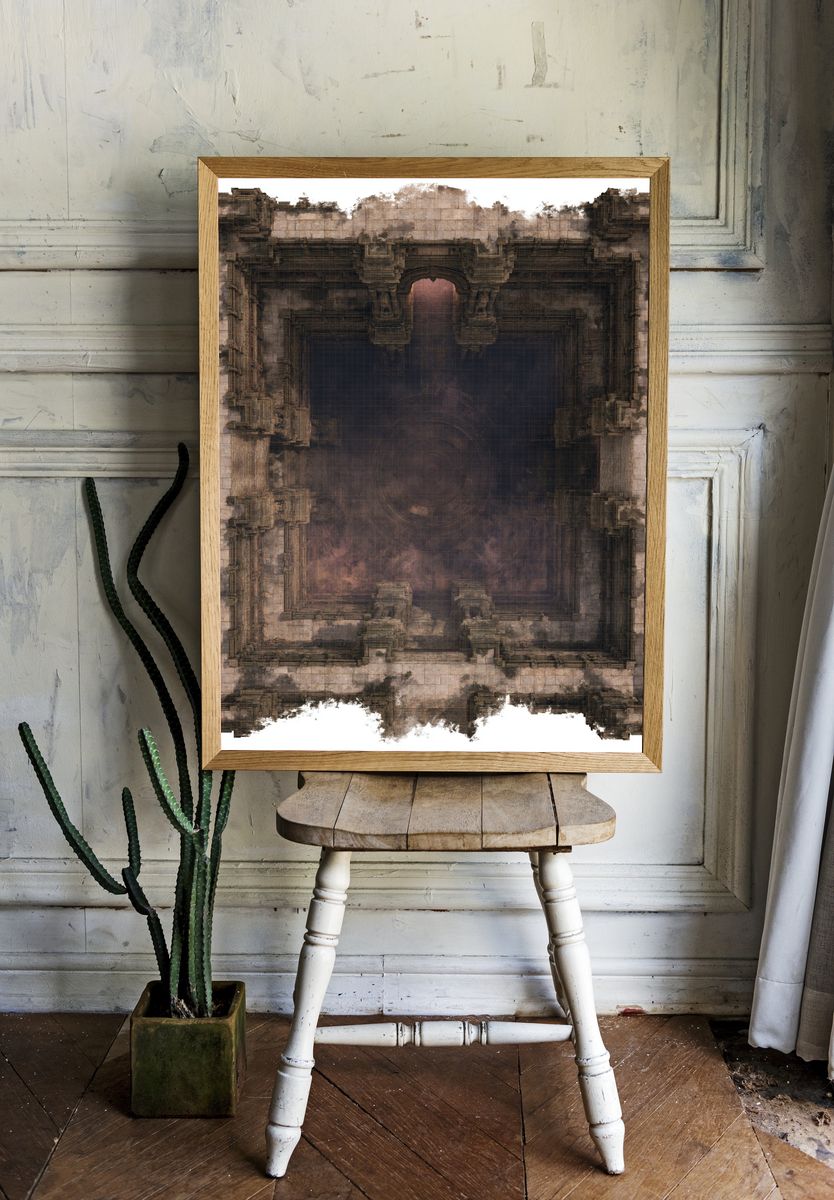 Ancient Temple Portal Abstract Print. room preview