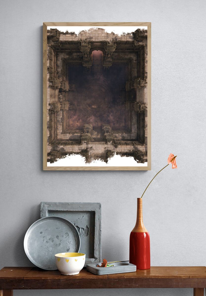 Ancient Temple Portal Abstract Print. — room view 3