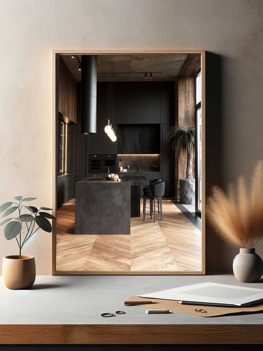 Modern Dark Kitchen Interior Print. — room view 2