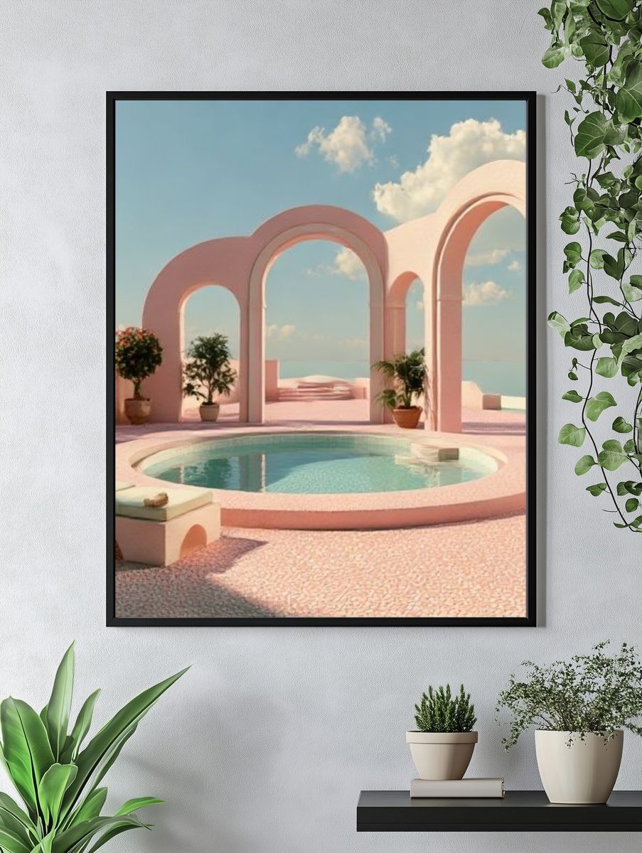 Pastel Poolside Archway Print. — room view 4