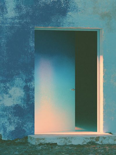 Blue Doorway Abstract Poster.