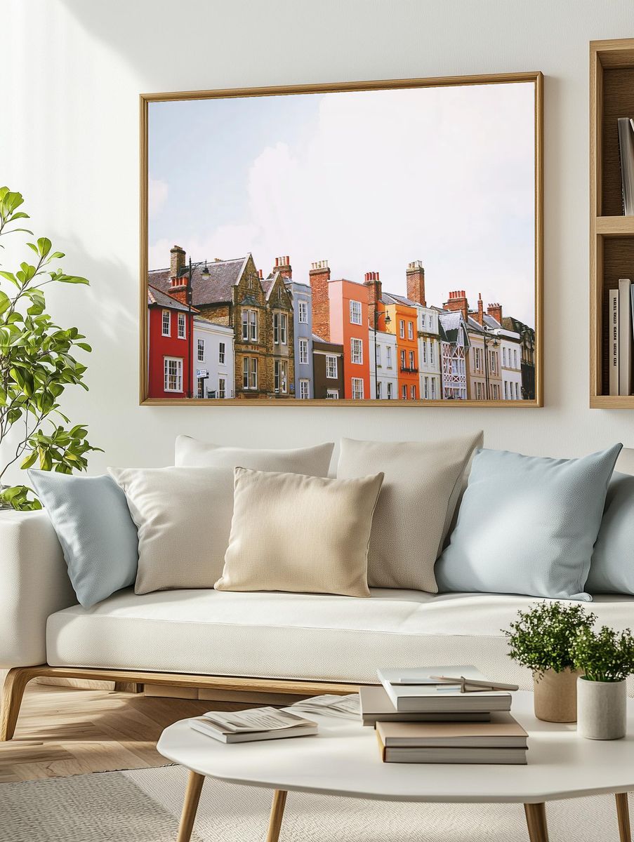 Assorted-color concrete row houses white. — room view 2