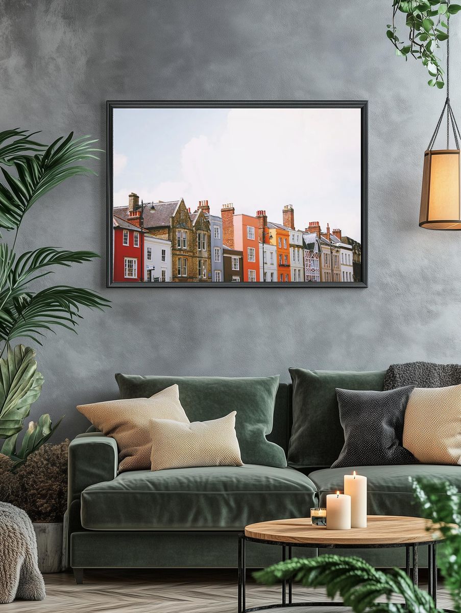 Assorted-color concrete row houses white. — room view 4