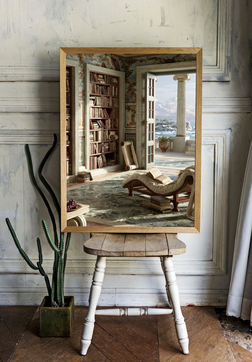 Seaside Classical Library Interior Print. room preview