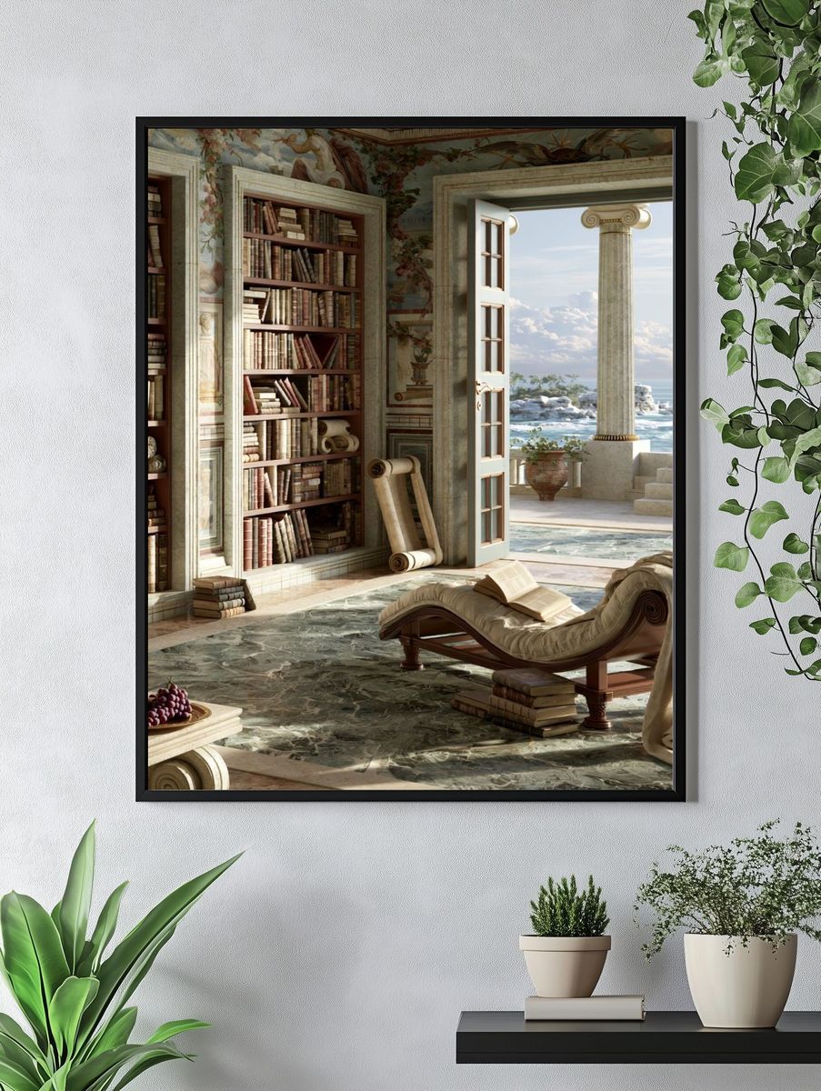 Seaside Classical Library Interior Print. — room view 4