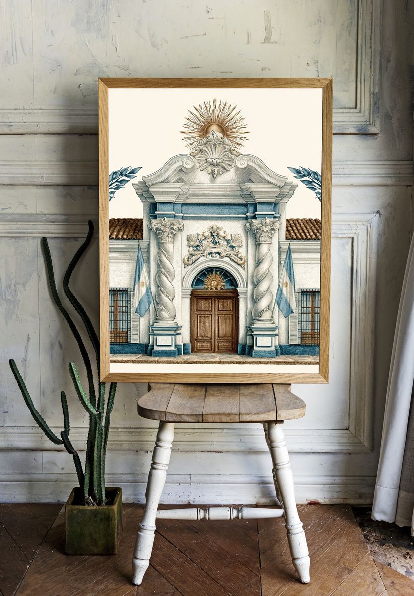 Colonial Facade Architecture Print. room preview