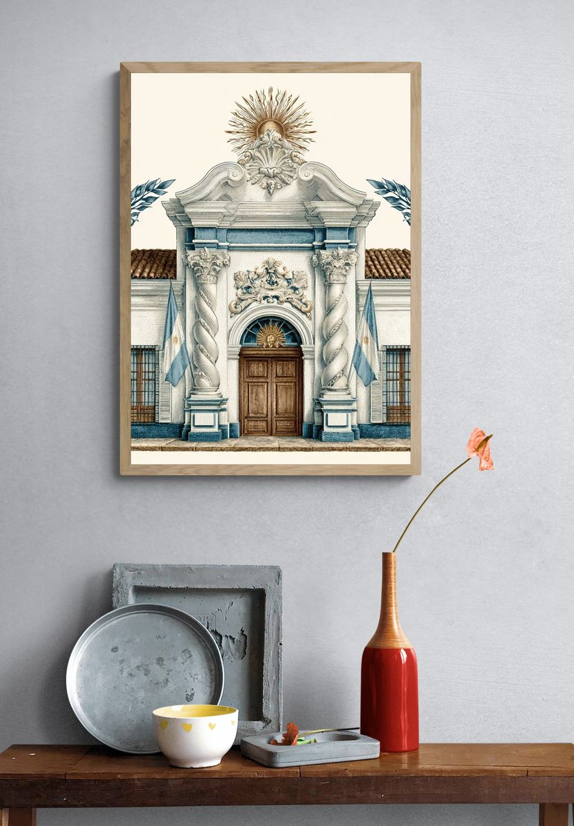 Colonial Facade Architecture Print. — room view 3