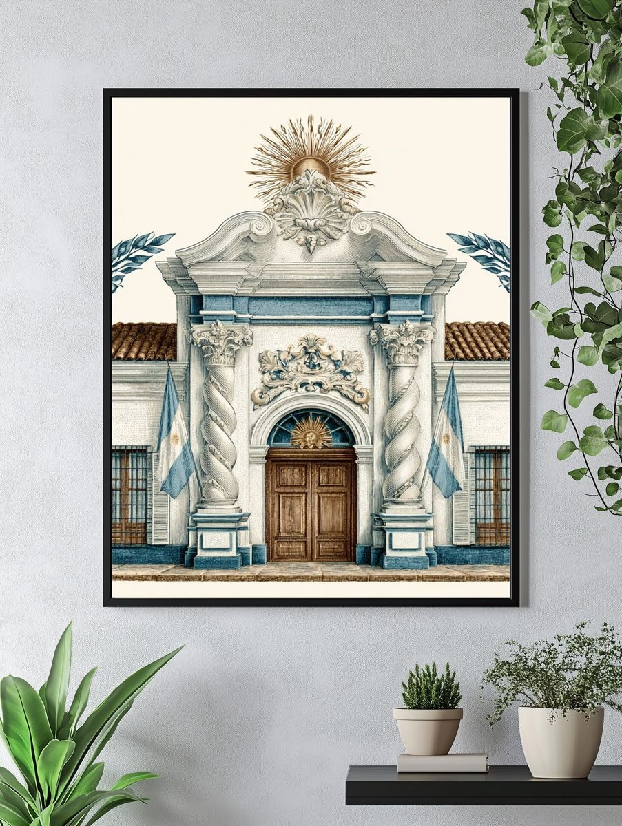Colonial Facade Architecture Print. — room view 4
