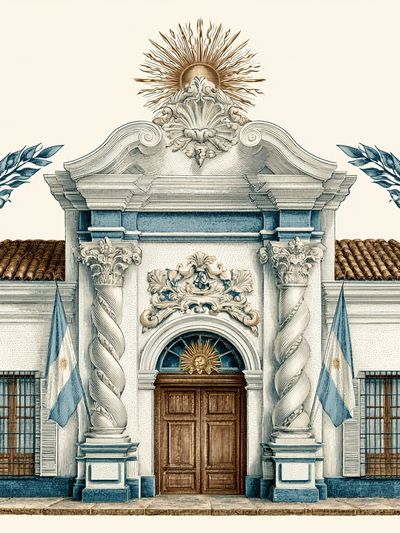 Colonial Facade Architecture Print.