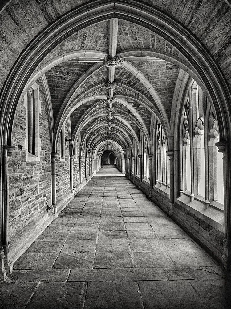 Corridor black white. poster detail
