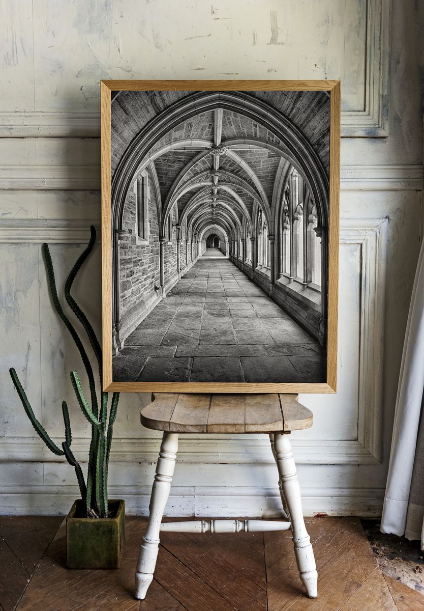 Corridor black white. room preview