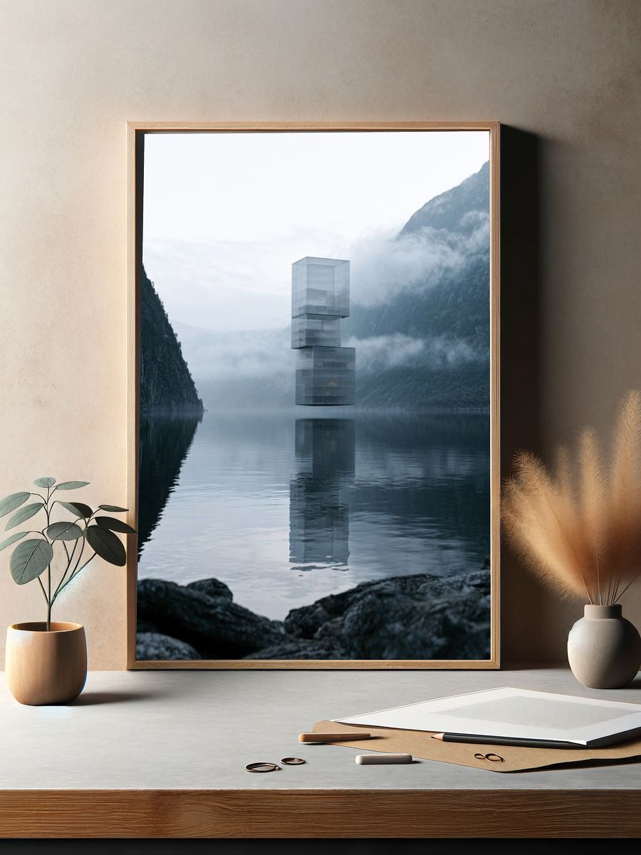 Misty Fjord Glass Tower Print. — room view 2