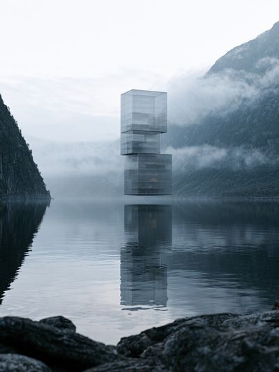 Misty Fjord Glass Tower Print.