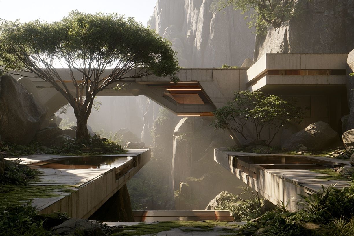 Futuristic Canyon Retreat Print. poster detail
