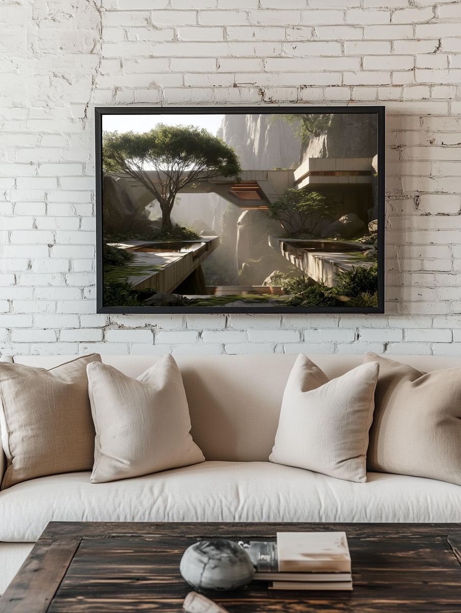 Futuristic Canyon Retreat Print. — room view 1