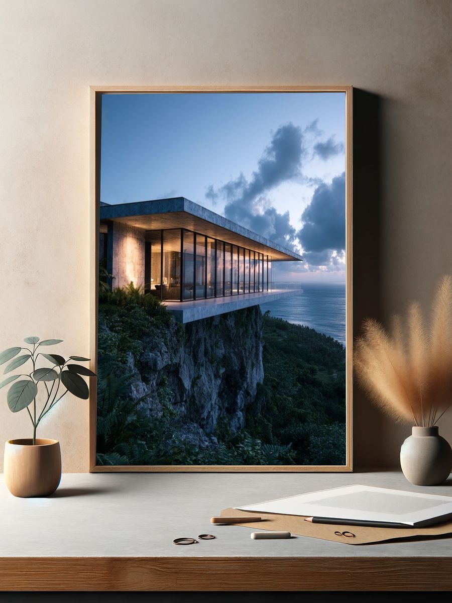 Cliffside Modern Villa Poster. — room view 2