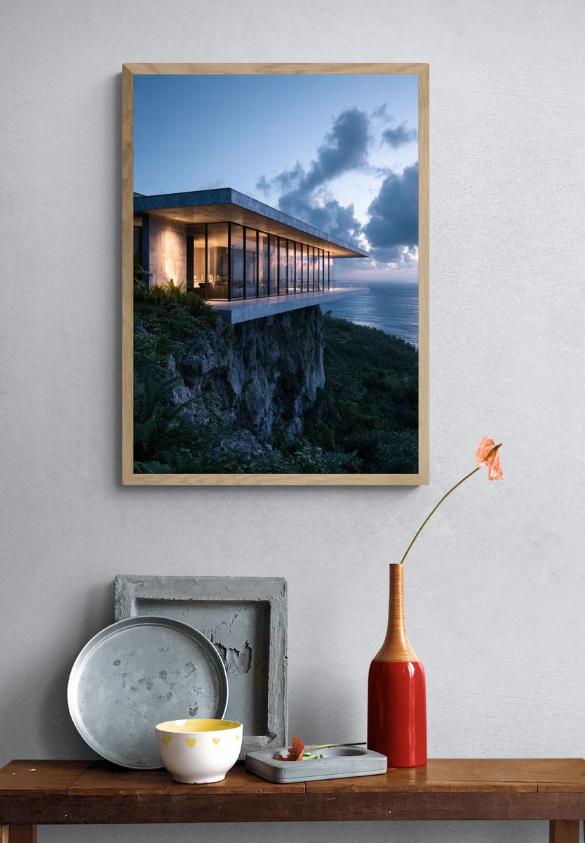 Cliffside Modern Villa Poster. — room view 3
