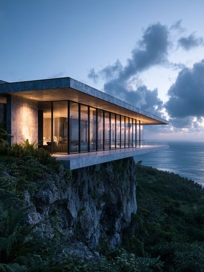Cliffside Modern Villa Poster.