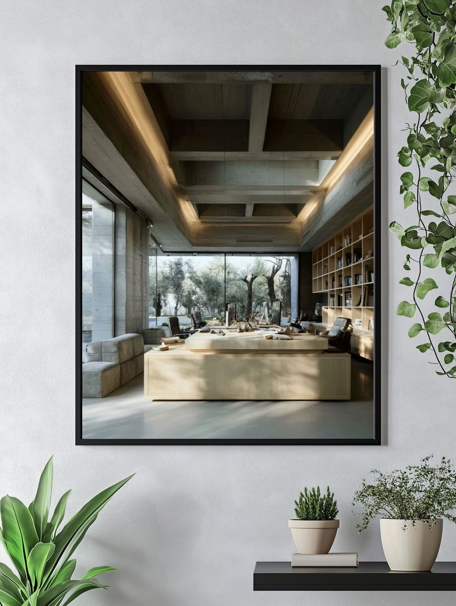 Modern Concrete Office Interior Print. — room view 4