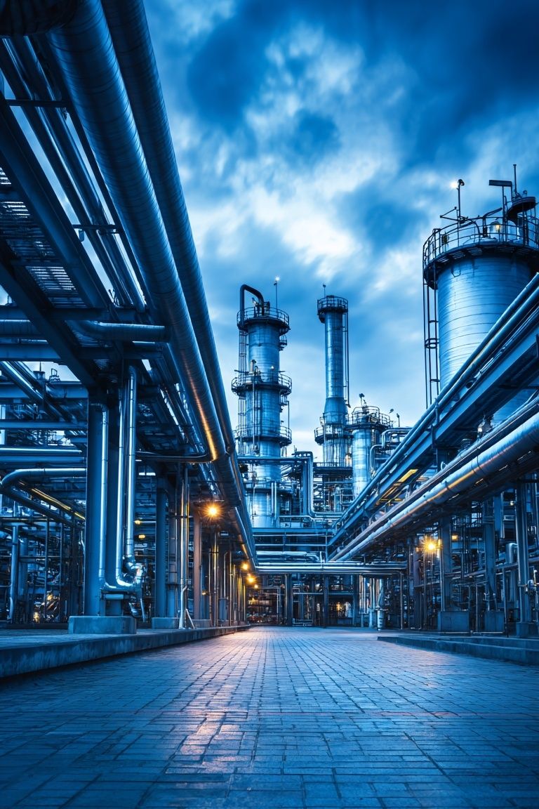 Industrial Plant Blue Hour Poster. poster — architecture art