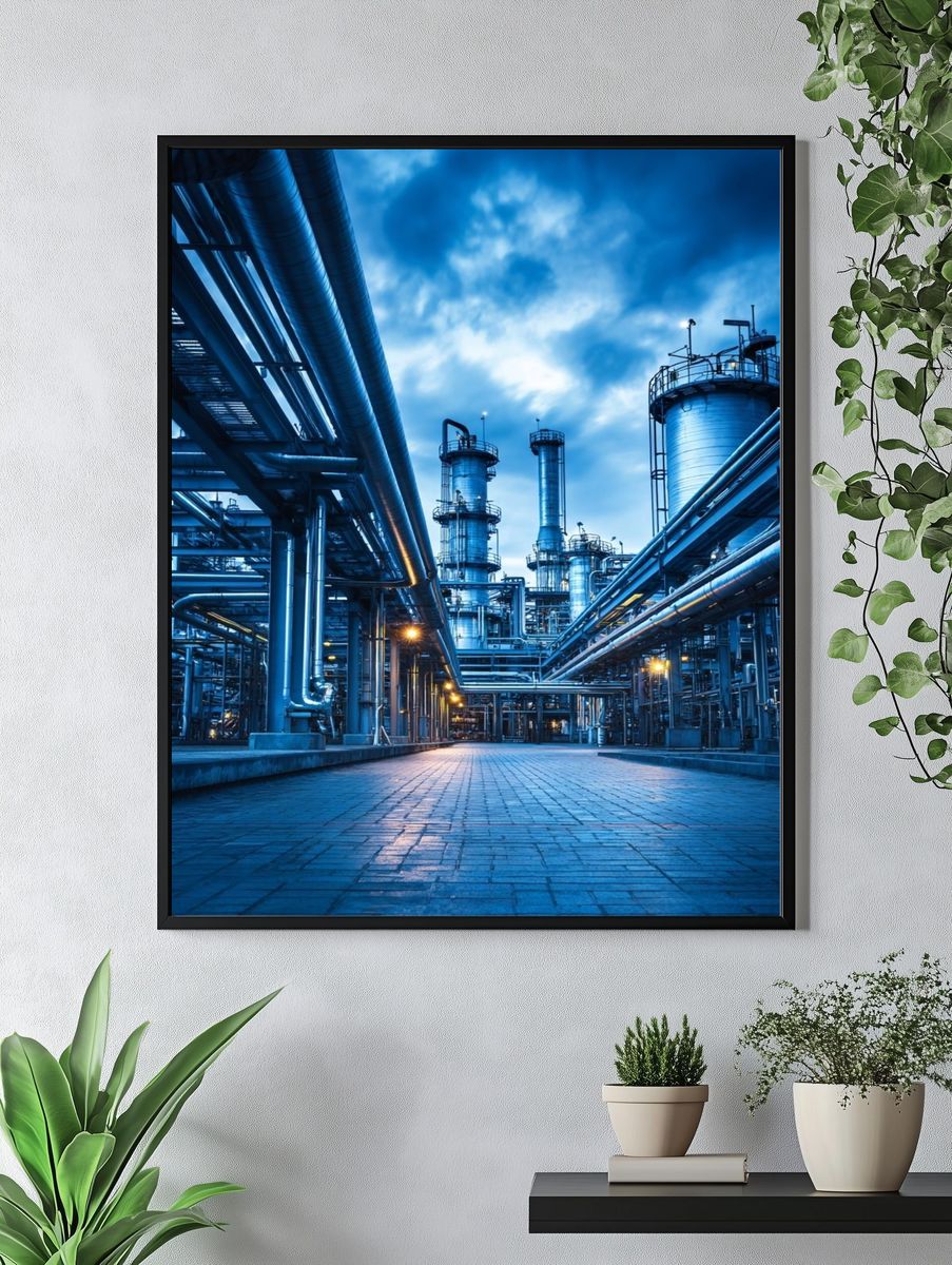 Industrial Plant Blue Hour Poster. — room view 4