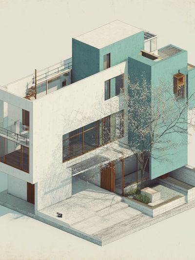 Modern House Isometric Architecture Print. poster