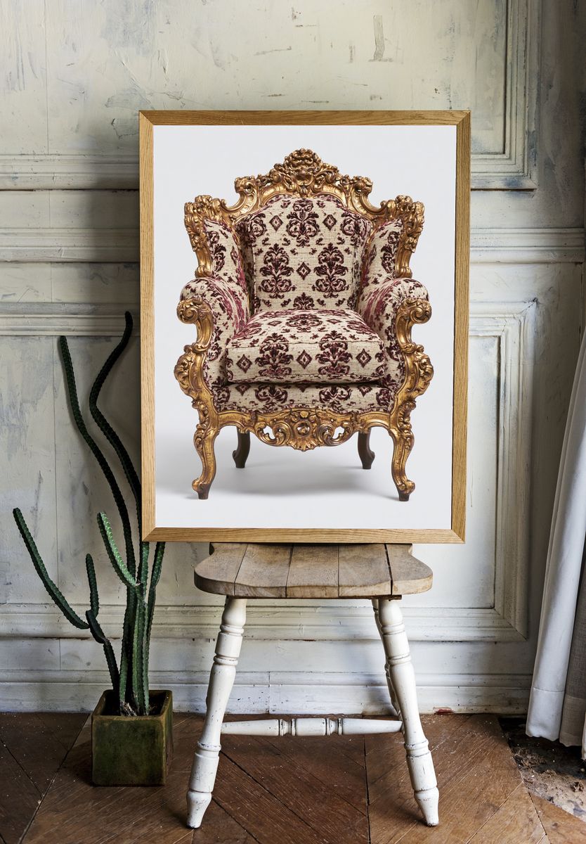 Ornate Baroque Armchair Print. room preview