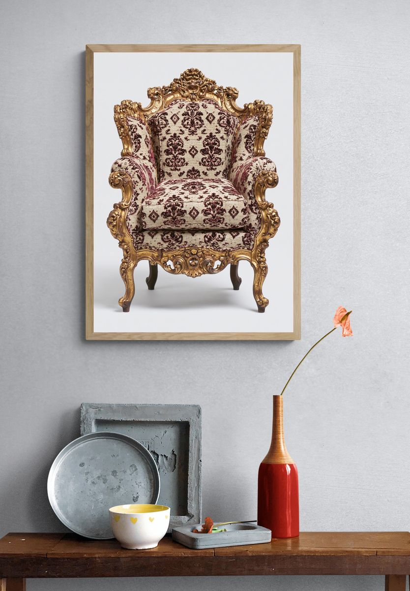 Ornate Baroque Armchair Print. — room view 3