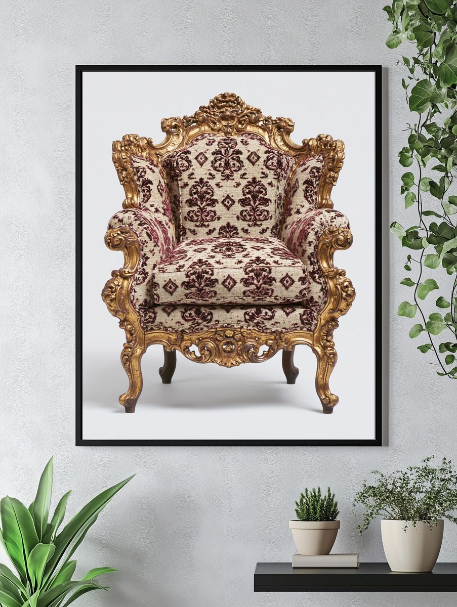 Ornate Baroque Armchair Print. — room view 4