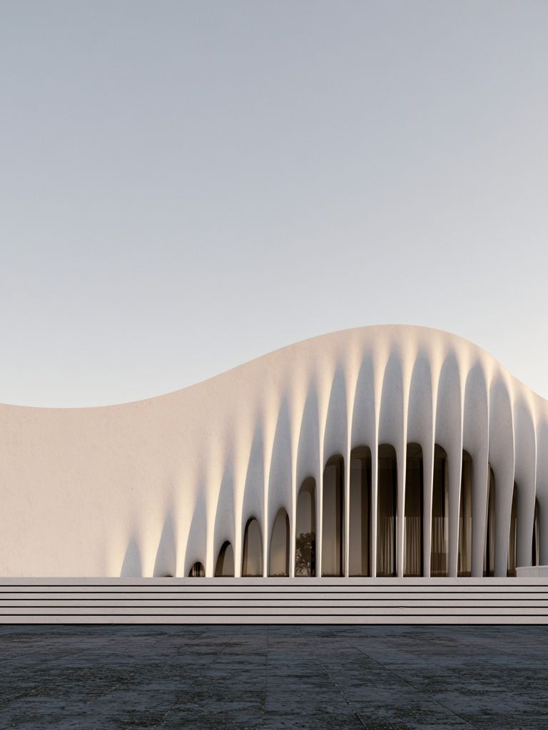 Modern Curved Facade Photography Poster. poster detail
