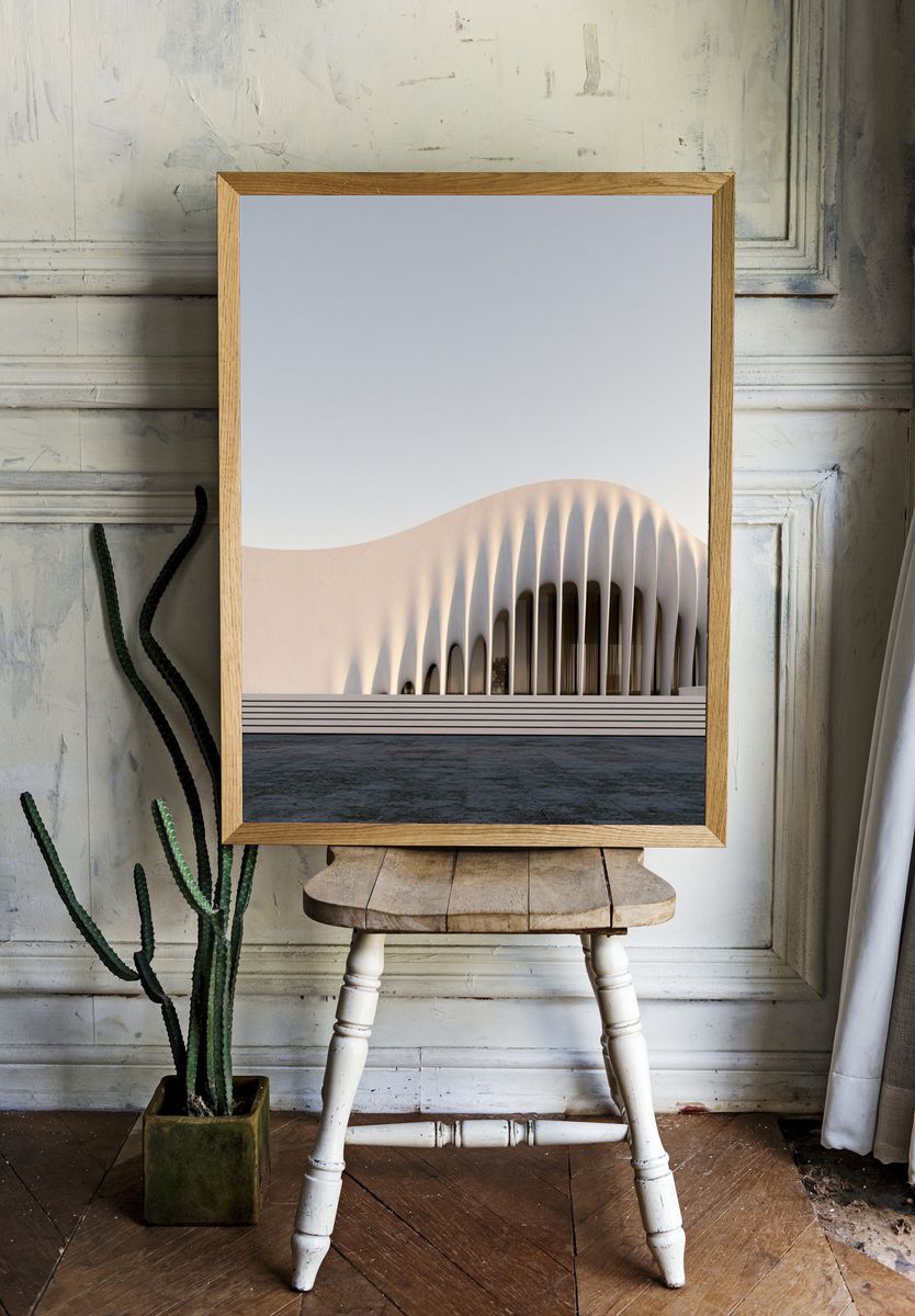 Modern Curved Facade Photography Poster. room preview