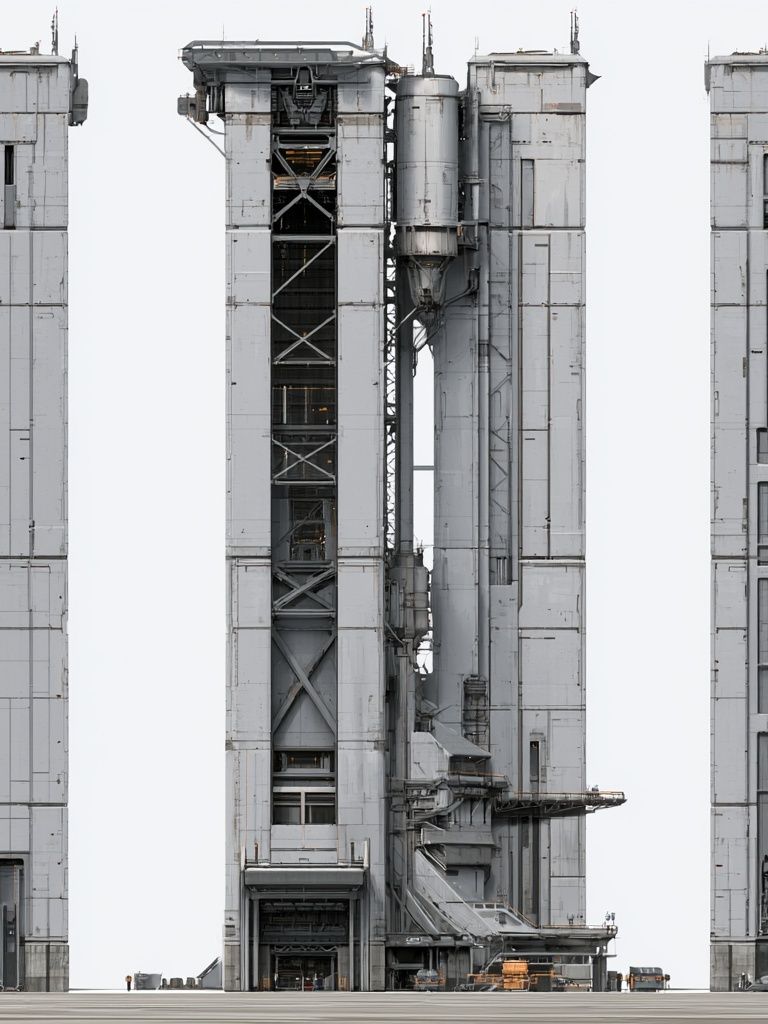 Industrial Rocket Launch Tower Print. poster — architecture art