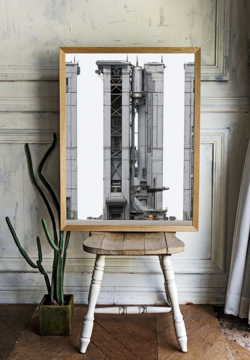 Industrial Rocket Launch Tower Print. — room view 1