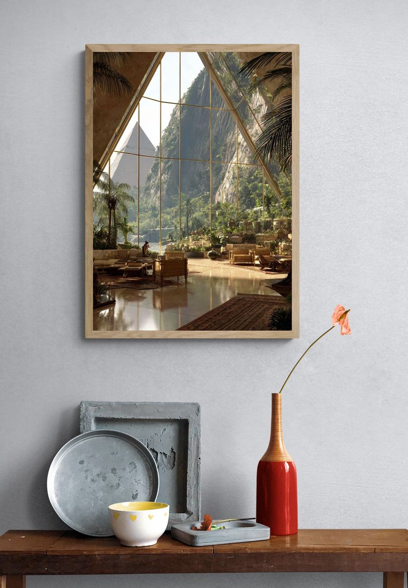 Tropical Atrium Oasis Photography Poster. — room view 3
