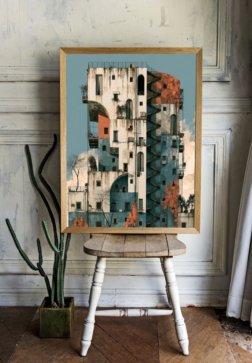 Surreal Tower Architecture Print. — room view 1